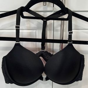 Victoria’s Secret heartbreaker plunge, push-up, PINK, 34D black